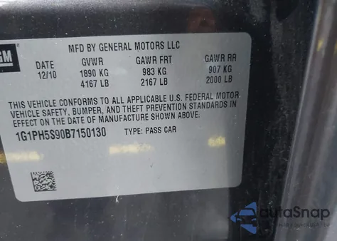 2011 Chevrolet Cruze Ltz from USA, damaged, VIN 1G1PH5S90B7150130